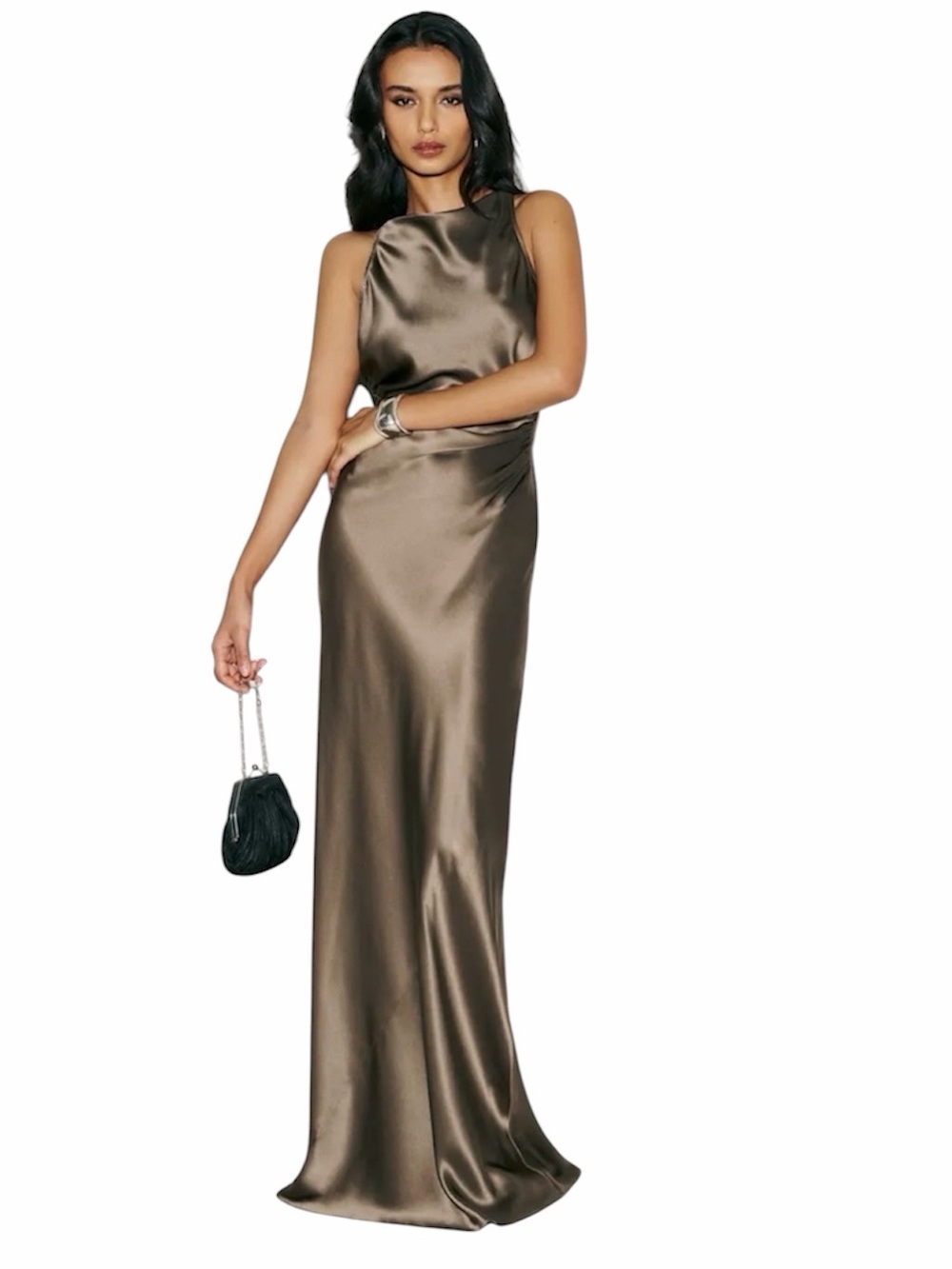 Reformation | Women’s Anaiis Silk Dress in Olive Brown Size 12